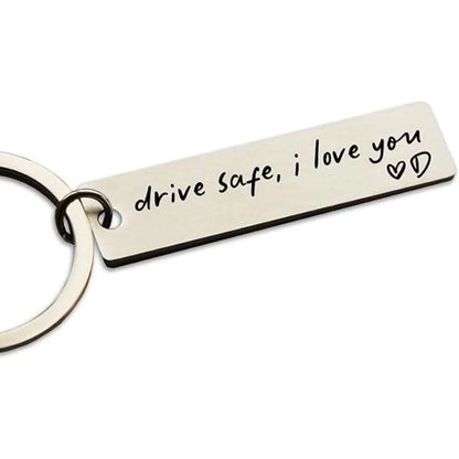 Keychain Drive Safe I Love You Engraved Initial Personalized Gift for Husband Boyfriend Stainless Steel Car Accessories Compact Practical Size Valentine'S Day Present