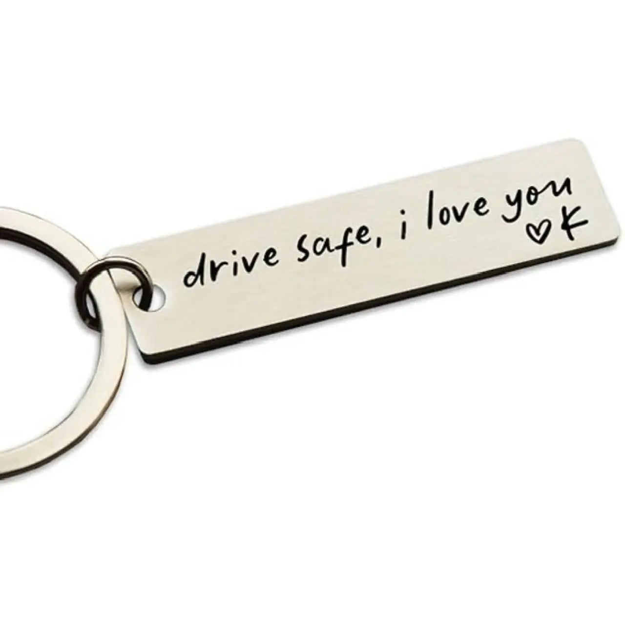 Keychain Drive Safe I Love You Engraved Initial Personalized Gift for Husband Boyfriend Stainless Steel Car Accessories Compact Practical Size Valentine'S Day Present