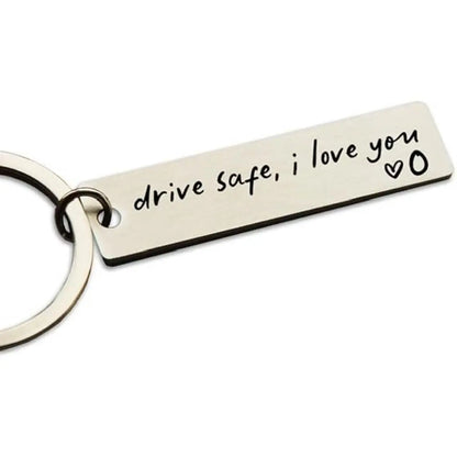 Keychain Drive Safe I Love You Engraved Initial Personalized Gift for Husband Boyfriend Stainless Steel Car Accessories Compact Practical Size Valentine'S Day Present