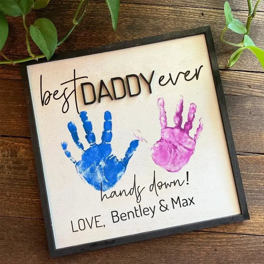 Best Dad Ever, Hands Down, Handprint Wall Art Kit — Personalized Father's Day Gift