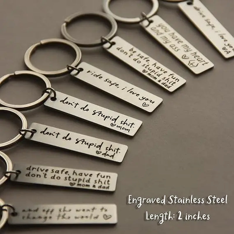 Keychain Drive Safe I Love You Engraved Initial Personalized Gift for Husband Boyfriend Stainless Steel Car Accessories Compact Practical Size Valentine'S Day Present