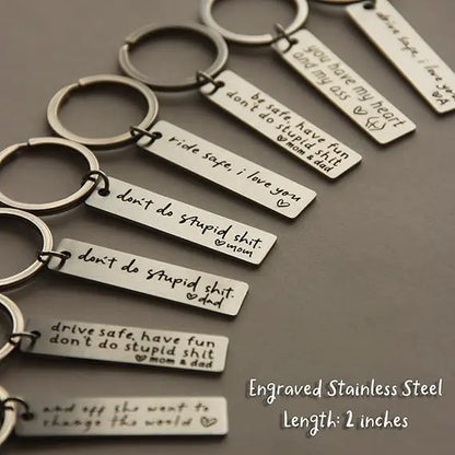 Keychain Drive Safe I Love You Engraved Initial Personalized Gift for Husband Boyfriend Stainless Steel Car Accessories Compact Practical Size Valentine'S Day Present