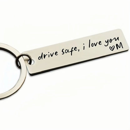 Keychain Drive Safe I Love You Engraved Initial Personalized Gift for Husband Boyfriend Stainless Steel Car Accessories Compact Practical Size Valentine'S Day Present