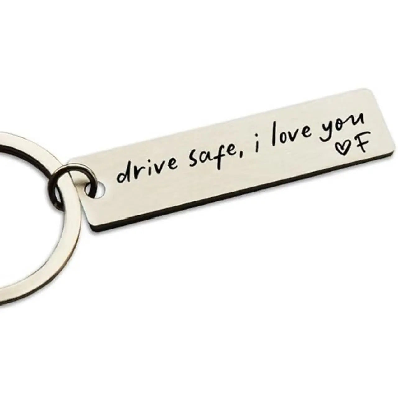 Keychain Drive Safe I Love You Engraved Initial Personalized Gift for Husband Boyfriend Stainless Steel Car Accessories Compact Practical Size Valentine'S Day Present