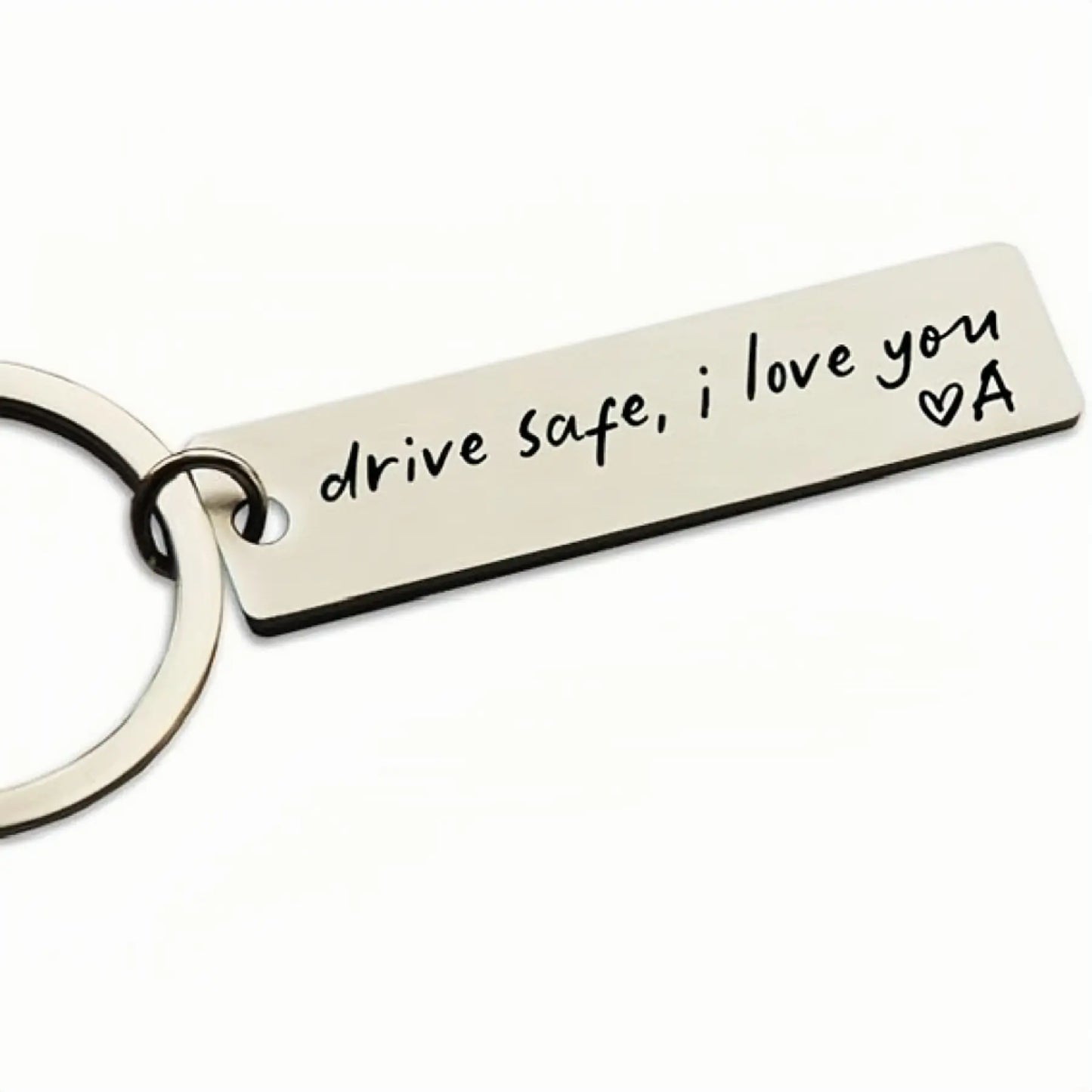 Keychain Drive Safe I Love You Engraved Initial Personalized Gift for Husband Boyfriend Stainless Steel Car Accessories Compact Practical Size Valentine'S Day Present