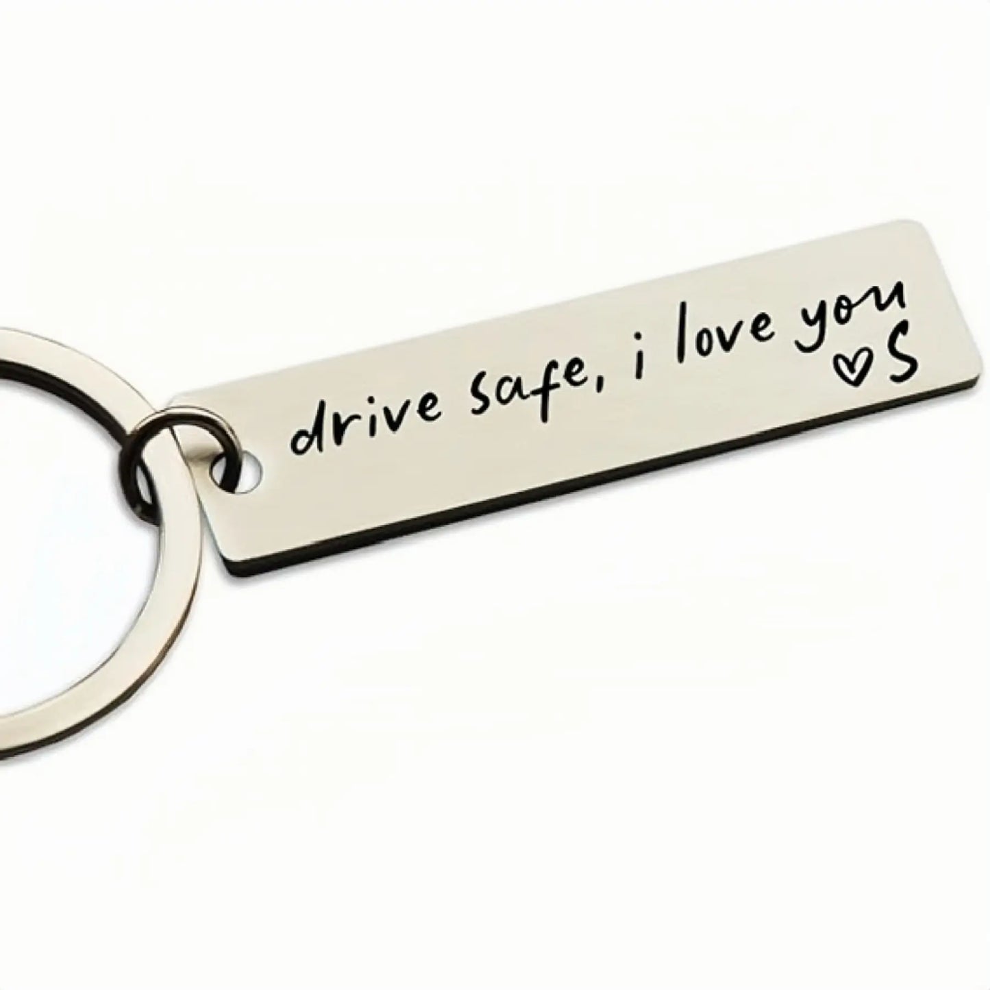 Keychain Drive Safe I Love You Engraved Initial Personalized Gift for Husband Boyfriend Stainless Steel Car Accessories Compact Practical Size Valentine'S Day Present