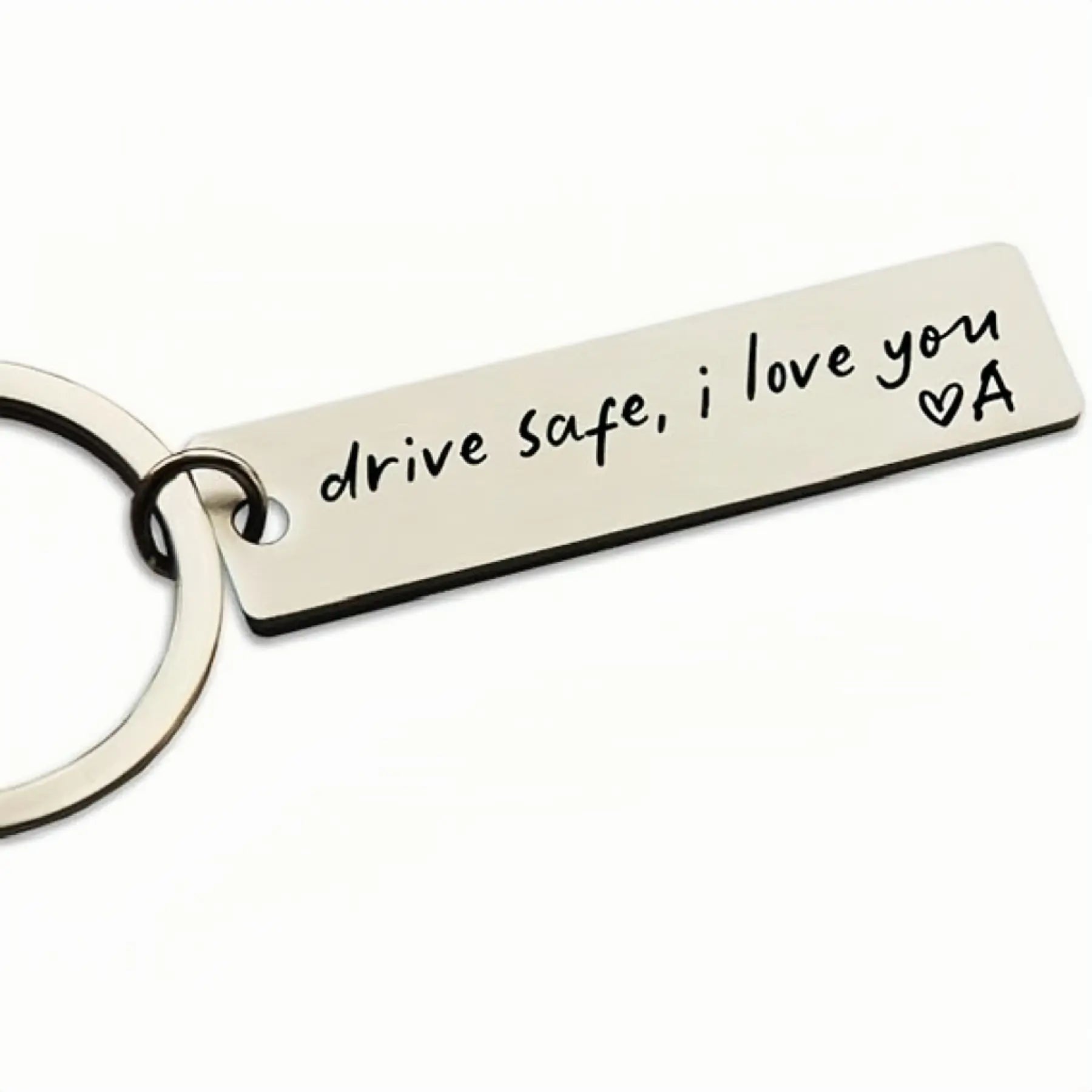 Keychain Drive Safe I Love You Engraved Initial Personalized Gift for Husband Boyfriend Stainless Steel Car Accessories Compact Practical Size Valentine'S Day Present